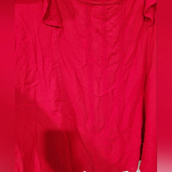 NWOT Maurices Solid Red Eyelet Trim Flutter Sleeve Top in Size 4X - Picture 6 of 10